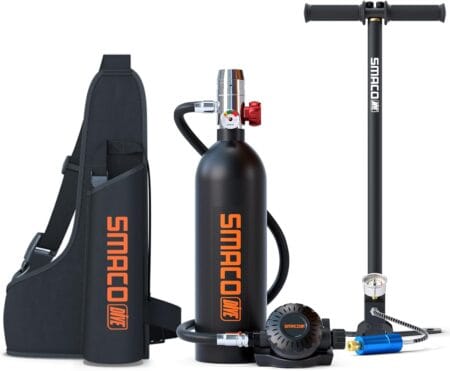 SMACO S400 1L Mini Scuba Tank – Portable Diving Tank for Snorkeling, Emergency Rescue, DOT Certified, Up to 20 Minutes of Air Supply, Compact & Lightweight 6 scuba